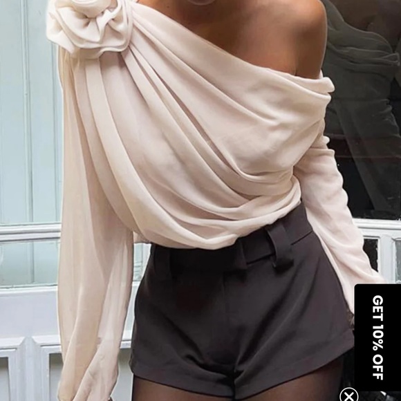 Commense Tops - Commense Cream Off-Shoulder Blouse